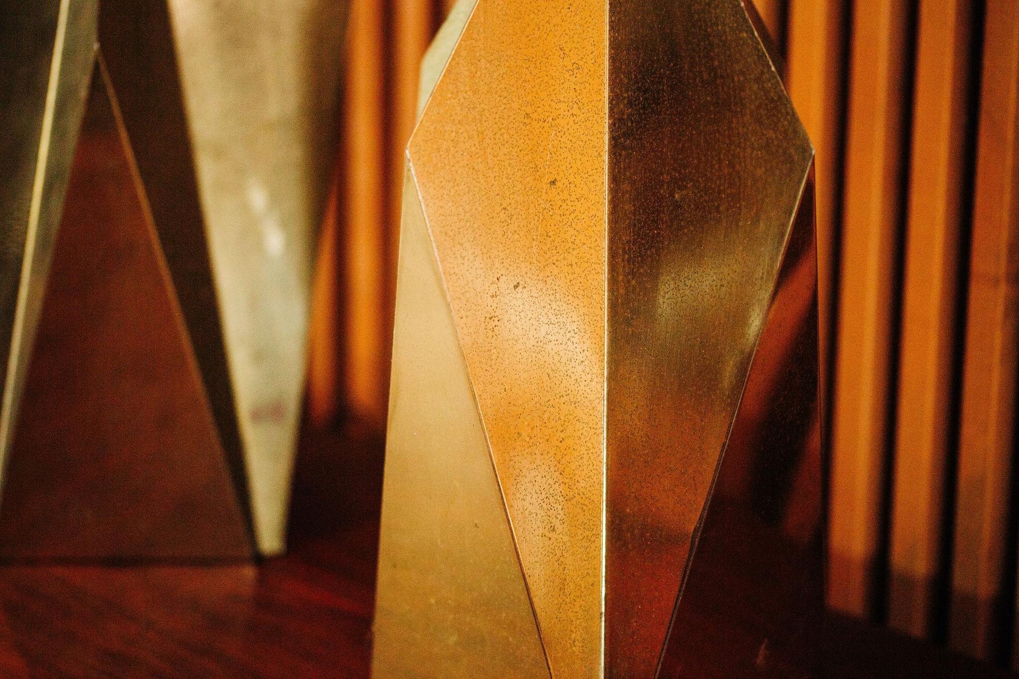 Pair of 1970s Faceted Brass Designer Table Lamps 2