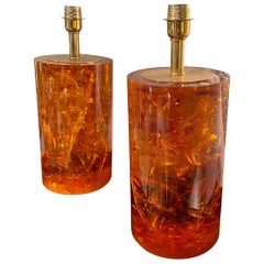 Pair of 1970s Fractal Resin Lamps