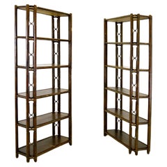Pair of 1970s French Bamboo and Wood Étagères