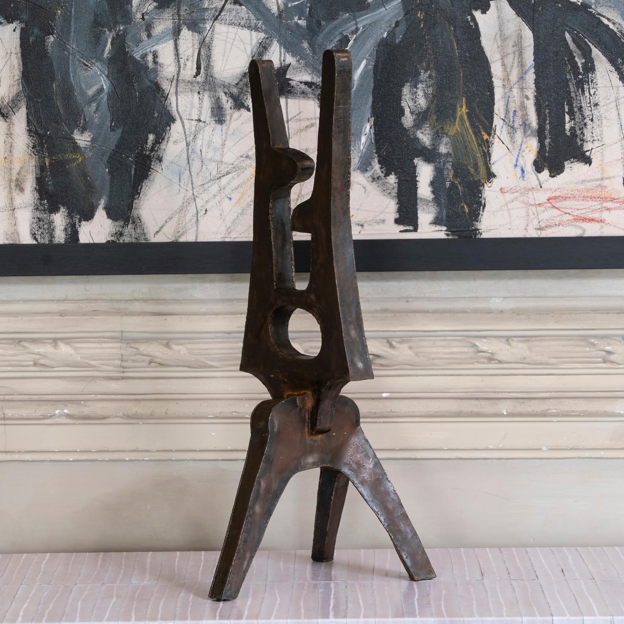 Pair of 1970s French Brutalist Steel Abstract Sculptures In Good Condition In Firenze, IT