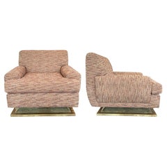 Pair of 1970's French Lounge Chairs in Tweed