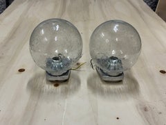 Pair of 1970s German Bubble Glass and Chrome Sconces, Vintage Mid-Century Modern