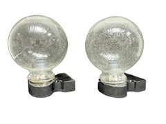 Pair of 1970s German Bubble Glass and Chrome Sconces, Vintage Mid-Century Modern