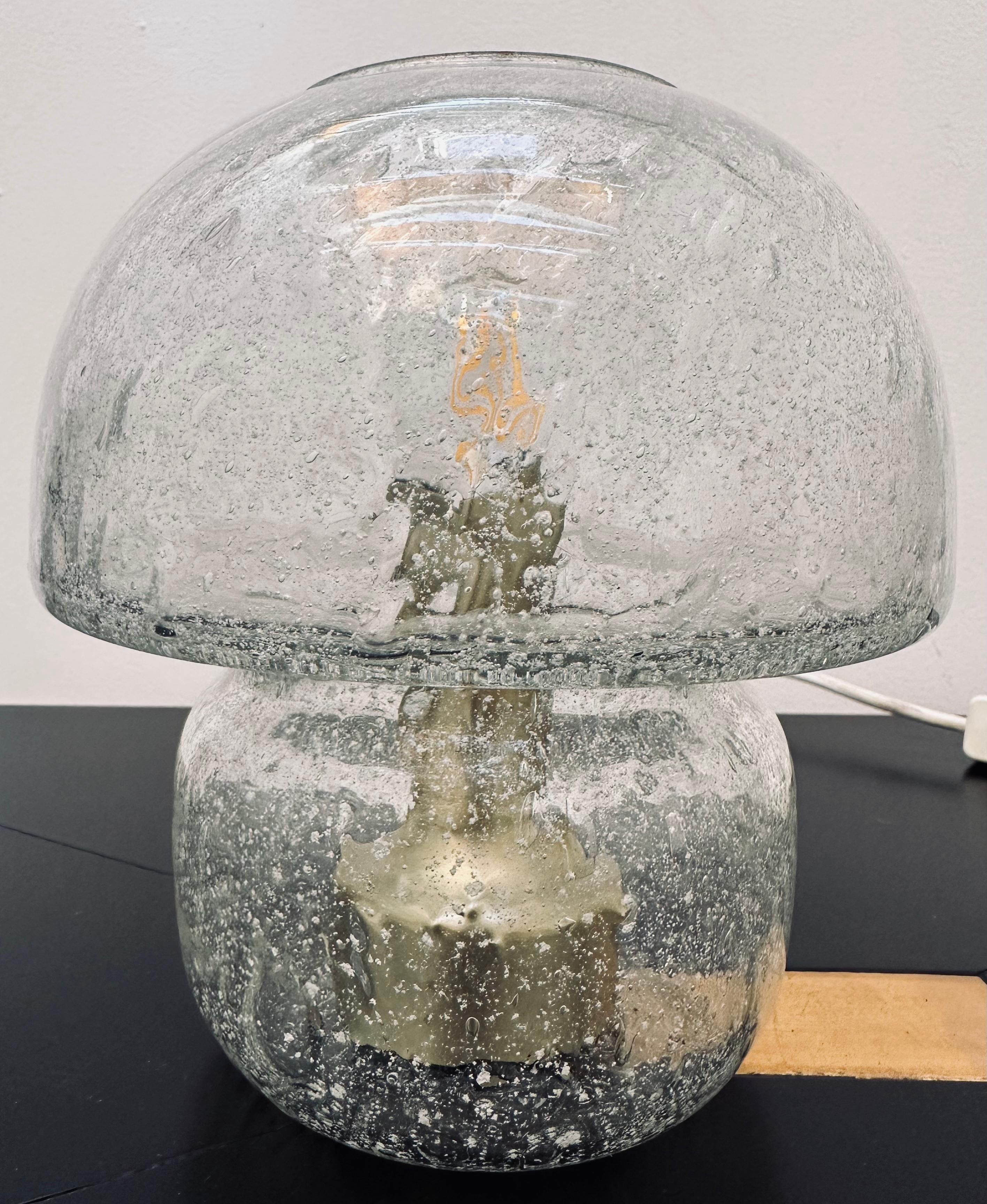 Pair of 1970s German Doria Leuchten Bubbled Glass Bulbous Table Bedside Lamps 7