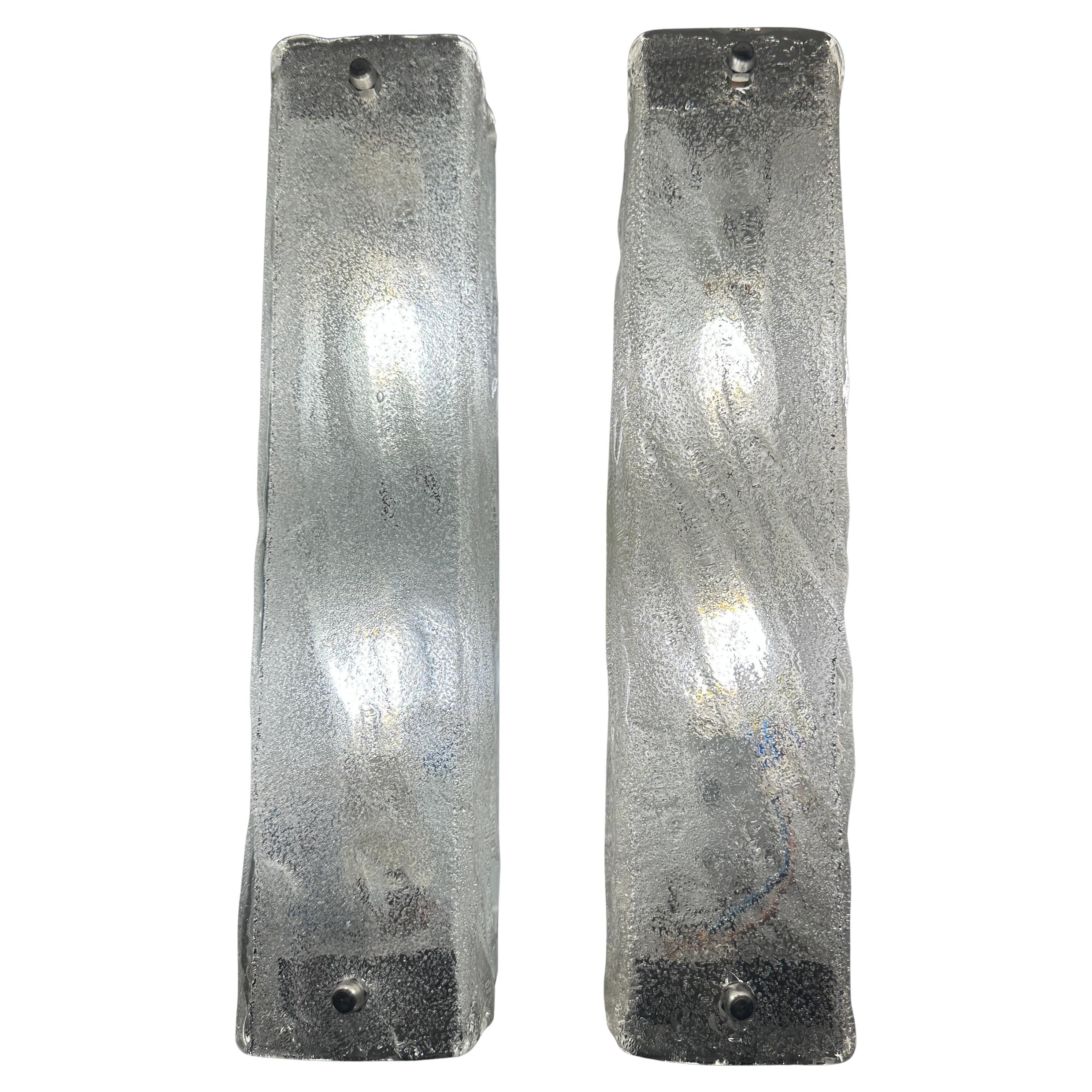 Pareja de apliques alemanes de cristal esmerilado Kaiser Leuchten de los años 70