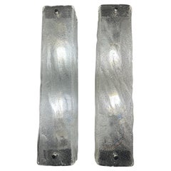 Pair of 1970s German Iced Frosted Glass German Kaiser Leuchten Wall Lights