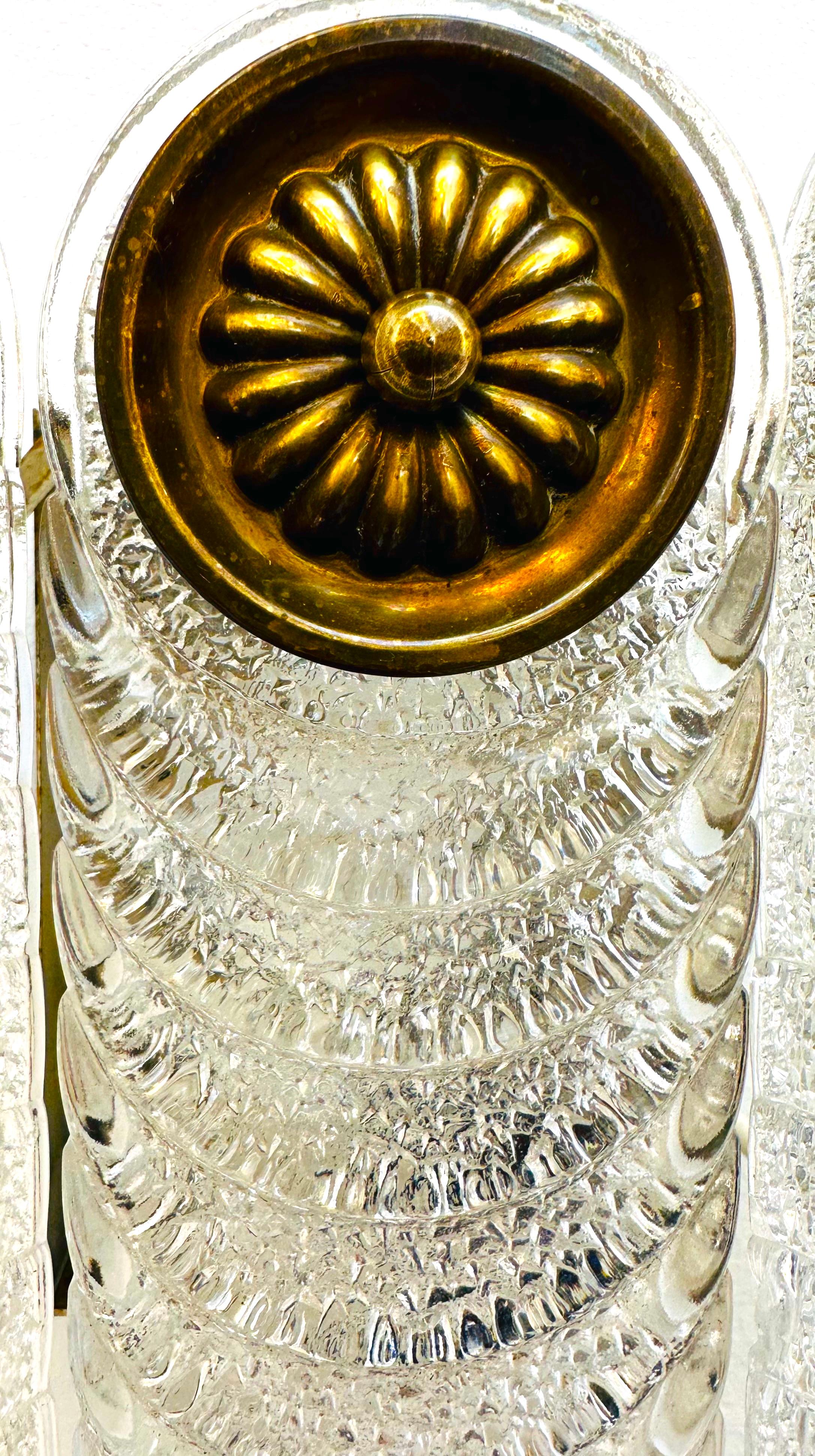 Coppia di applique o lampade da parete in vetro di Murano e ottone Kaiser Leuchten degli anni '70 in vendita 6