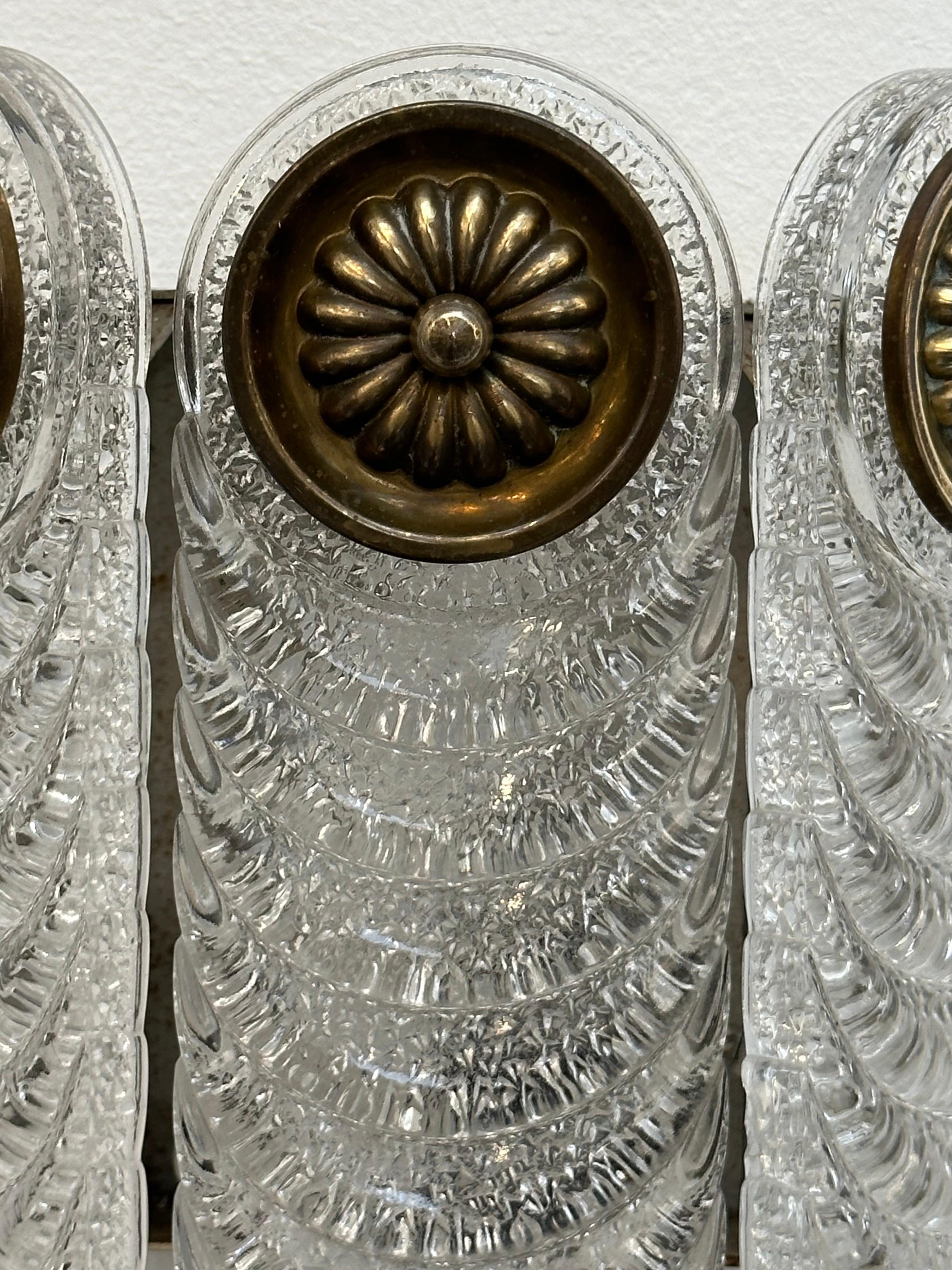 Coppia di applique o lampade da parete in vetro di Murano e ottone Kaiser Leuchten degli anni '70 in vendita 8