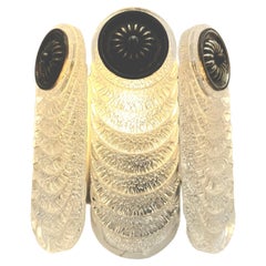 Pair of 1970s German Kaiser Leuchten Murano Glass 
Brass Wall Lights or Sconces