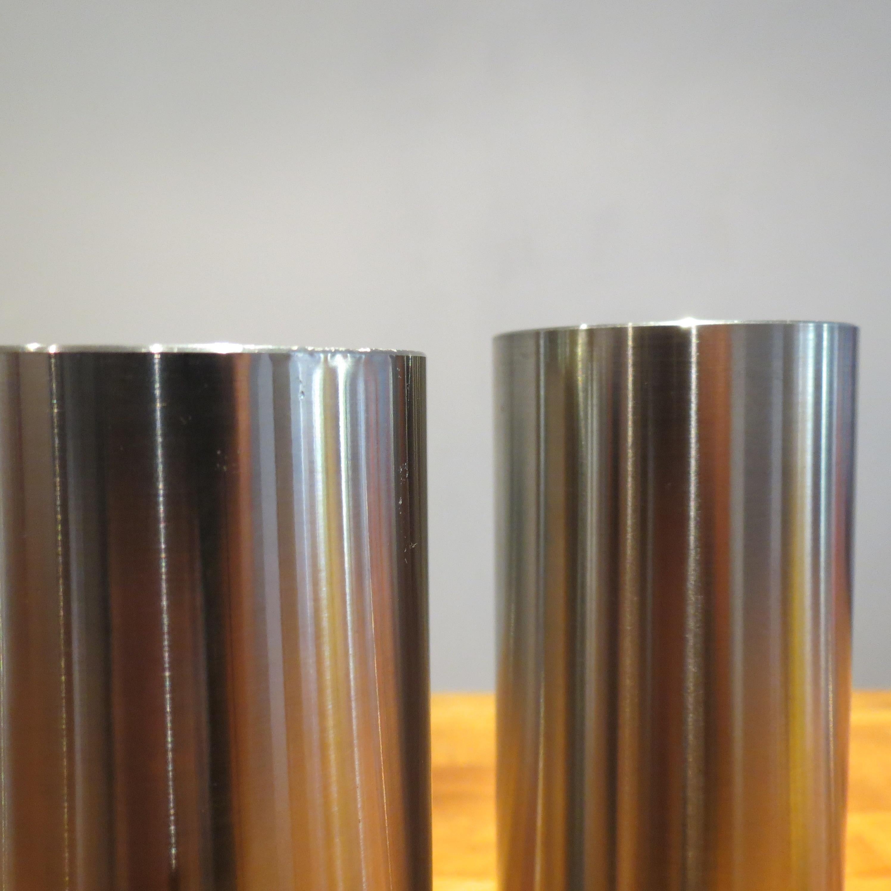 Pair of 1970s German Metal Brutalist Stainless Steel Metal Handcrafted Vases In Good Condition In Stow on the Wold, GB
