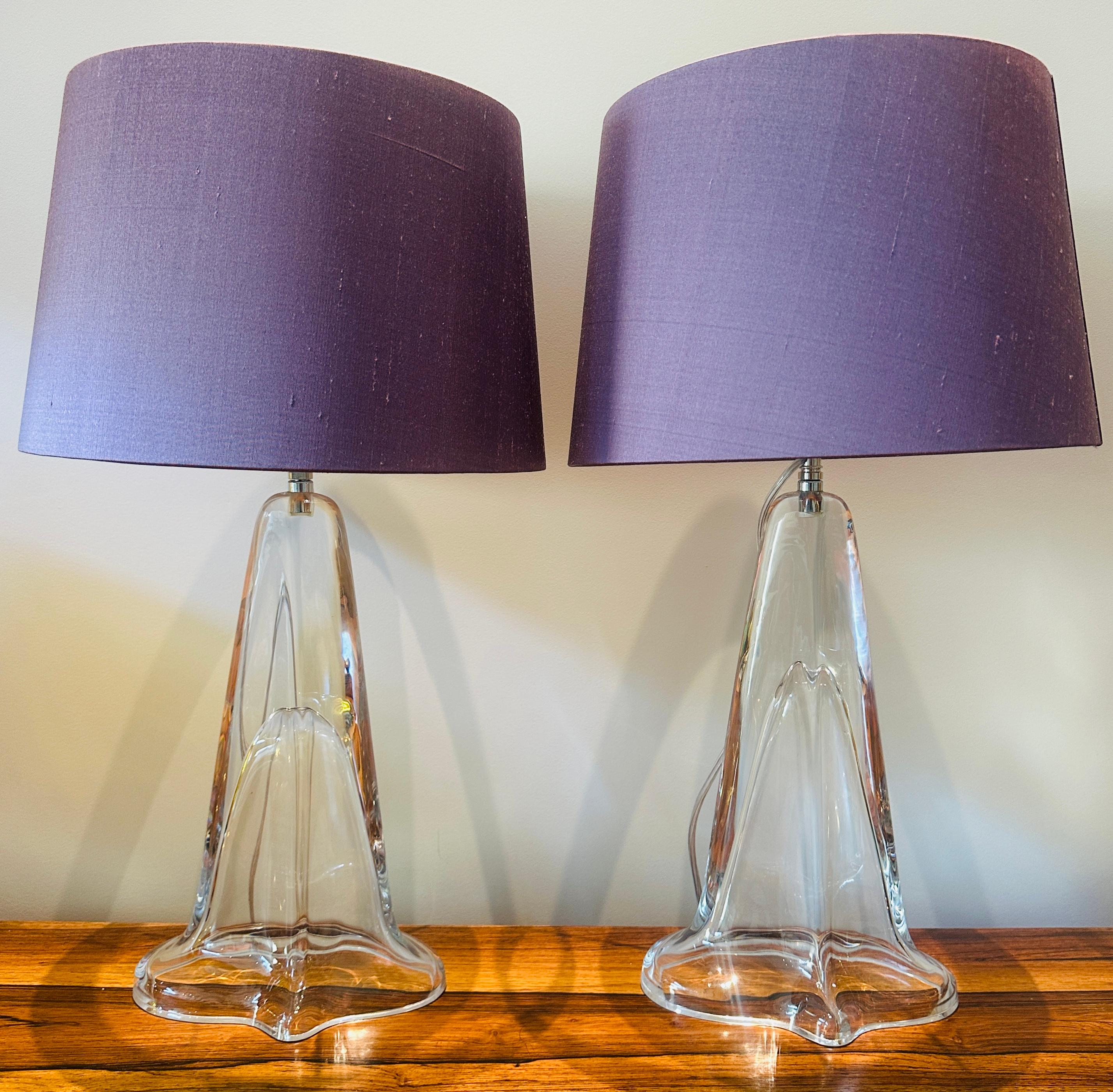 Coppia di lampade da tavolo in vetro ovale trasparente Peill & Putzler degli anni Settanta in vendita 5