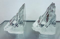 Coppia di portacandele in vetro ghiacciato Peill & Putzler degli anni '70