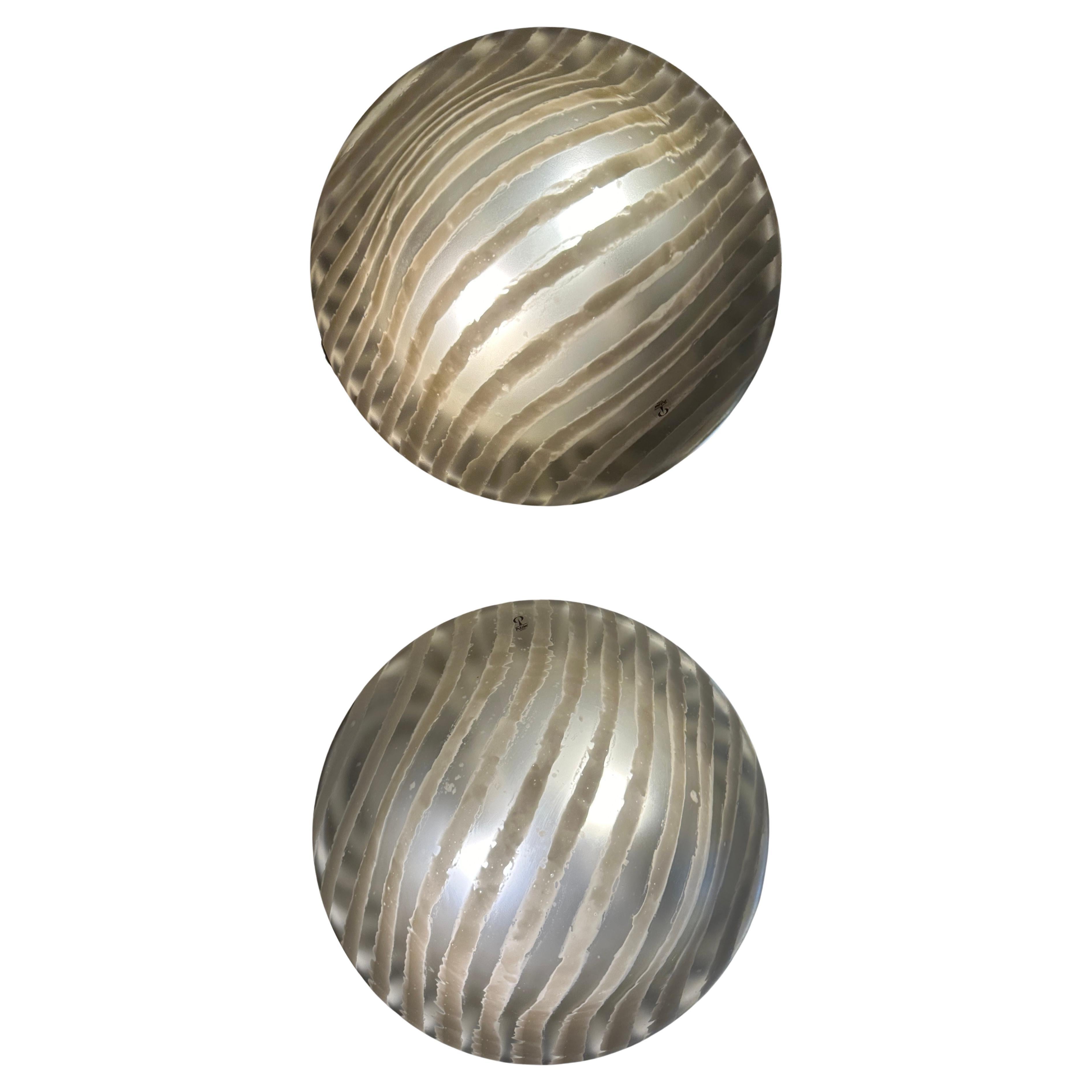 Paar deutsche Peill & Putzler "Zebra" Wandleuchten oder Deckeneinbauleuchten aus den 1970er Jahren