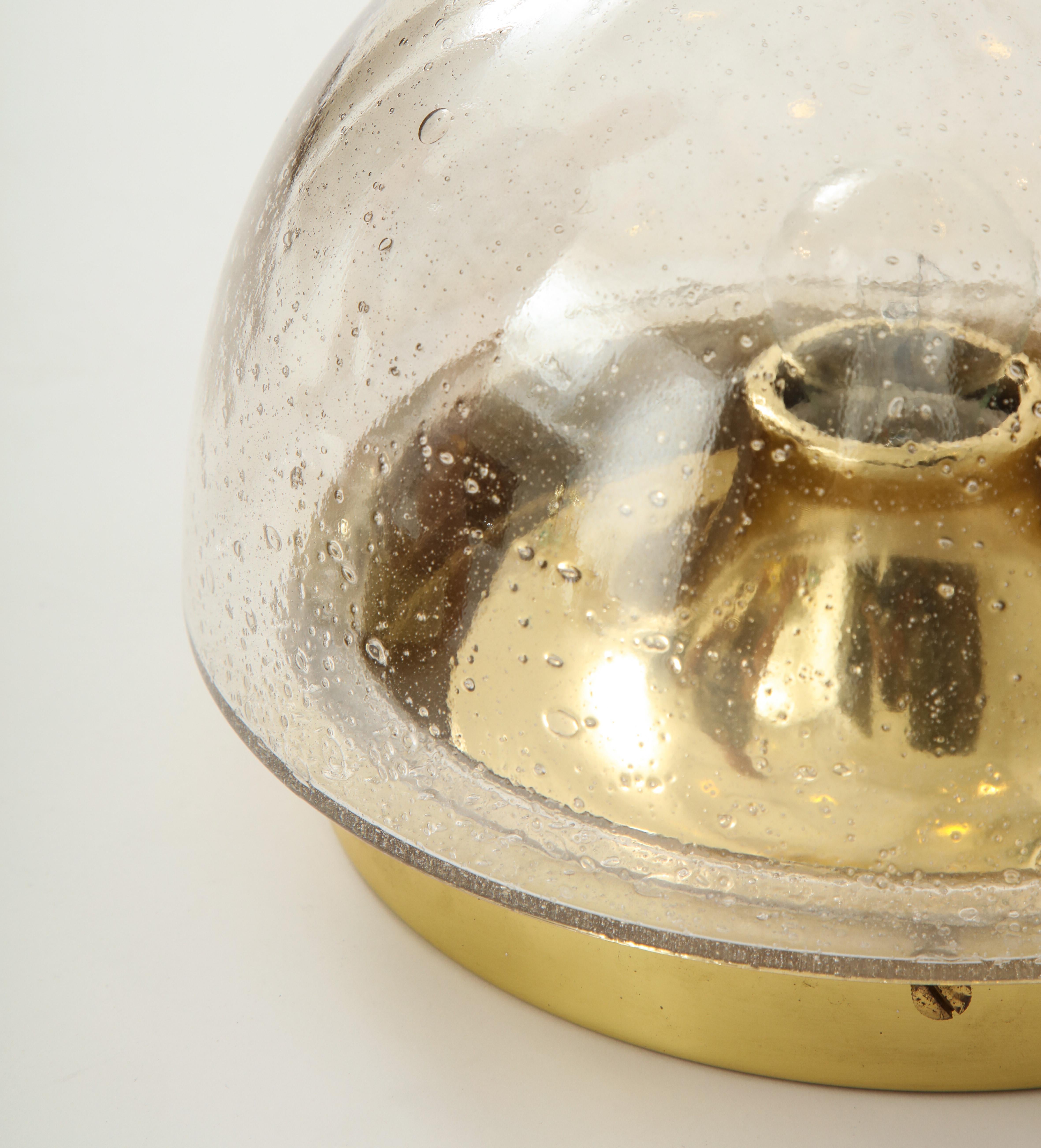 Brass Pair of 1970s Glass Dome Sconces by Limburg For Sale