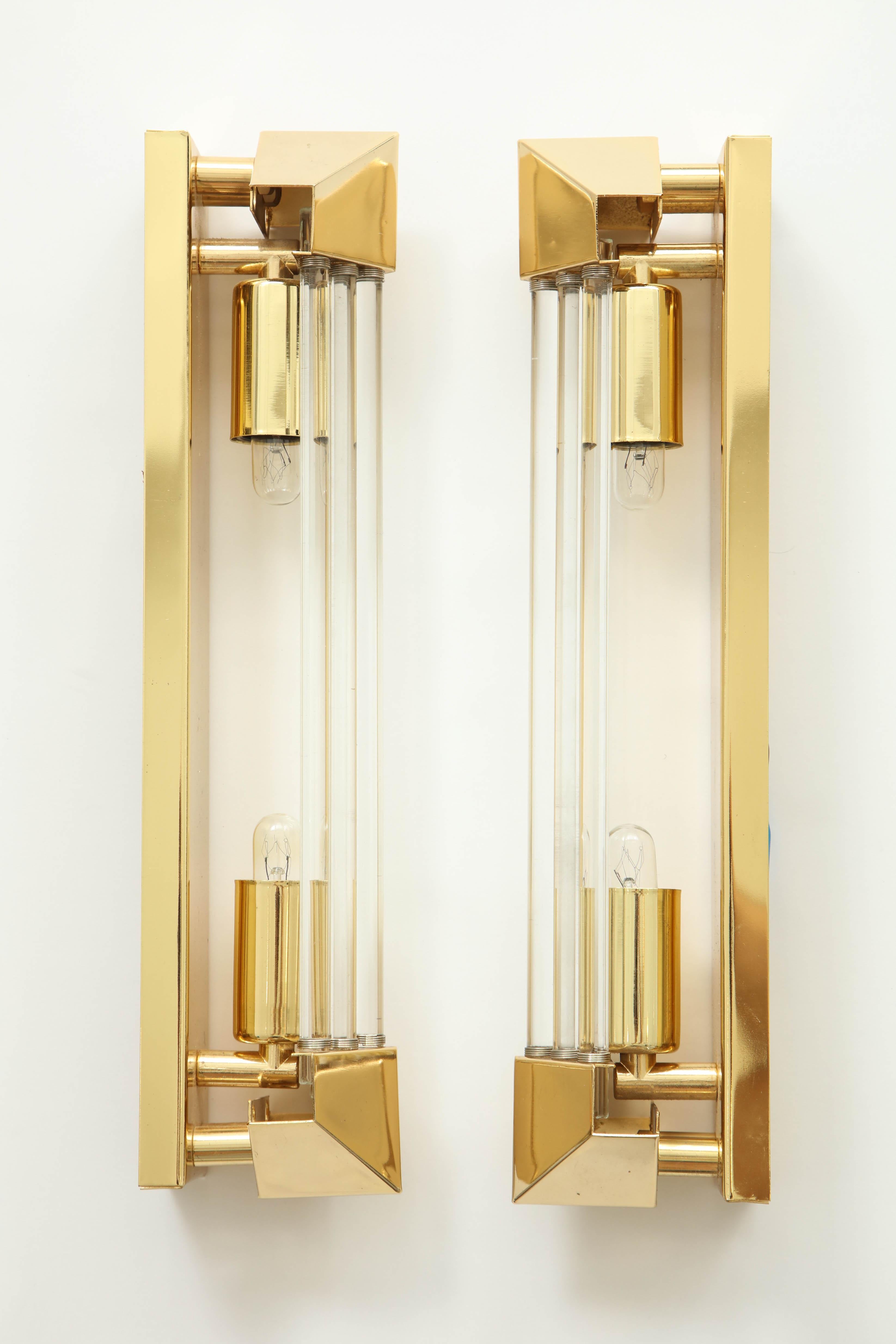 Late 20th Century Pair of 1970s Glass Rod Sconces