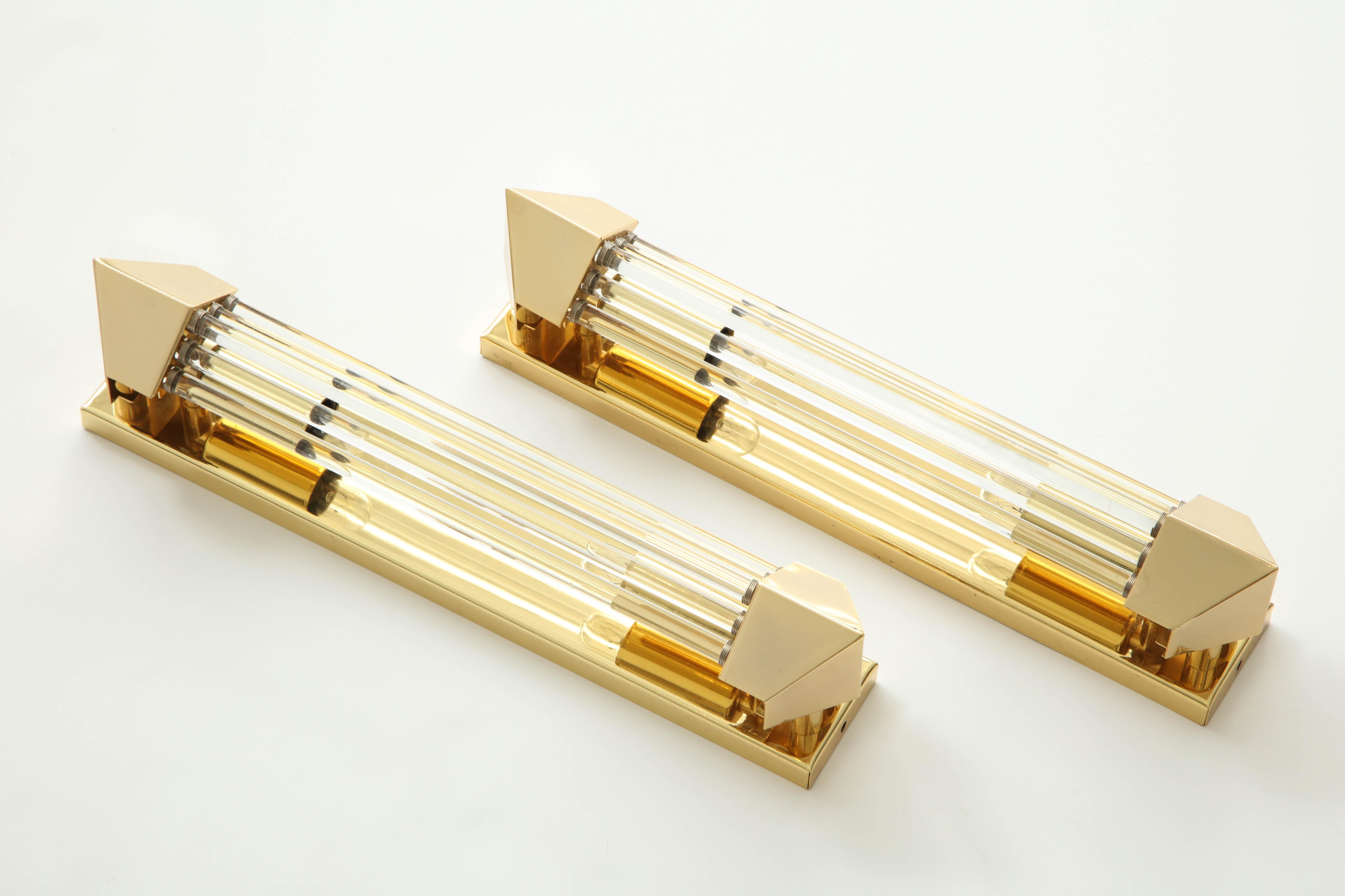 Pair of 1970s Glass Rod Sconces 2