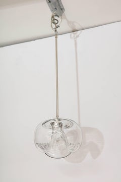 Paar 70er Glas "Wave" Pendelleuchten von Koch & Lowy für Peill & Putzler