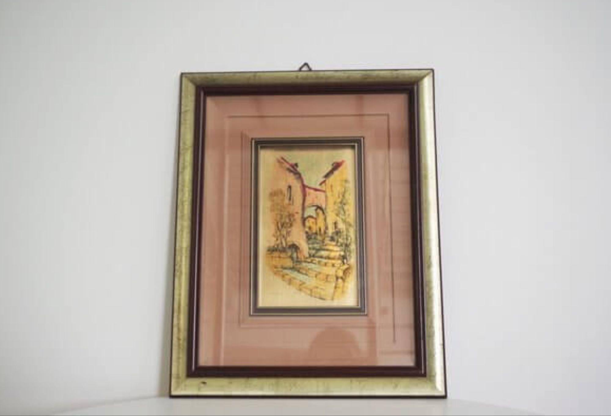 Paire de peintures à la feuille d'or des années 1970 par R. Pighetti - Italian Modern Art Masterpiec en vente 5