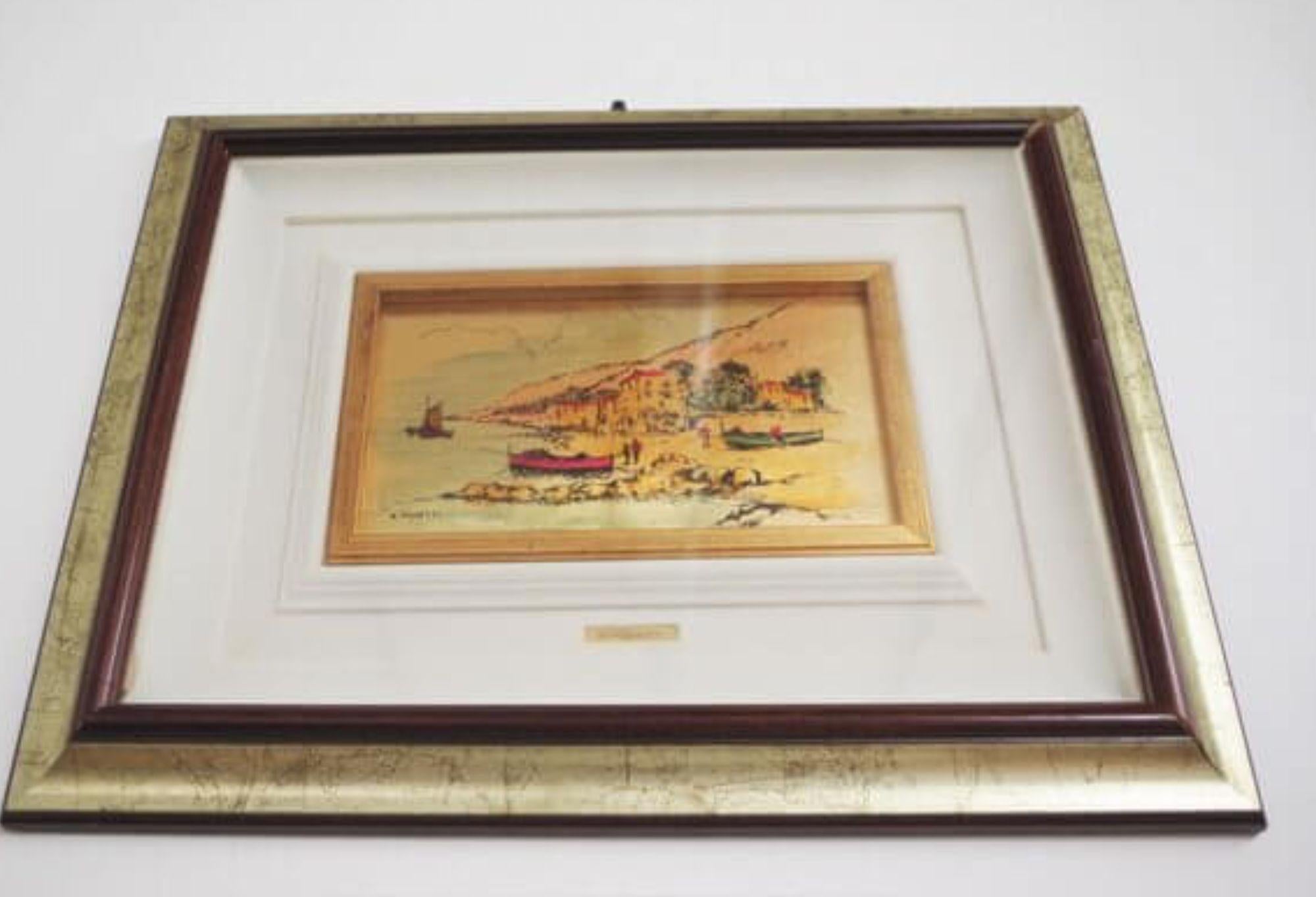 Paire de peintures à la feuille d'or des années 1970 par R. Pighetti - Italian Modern Art Masterpiec en vente 6