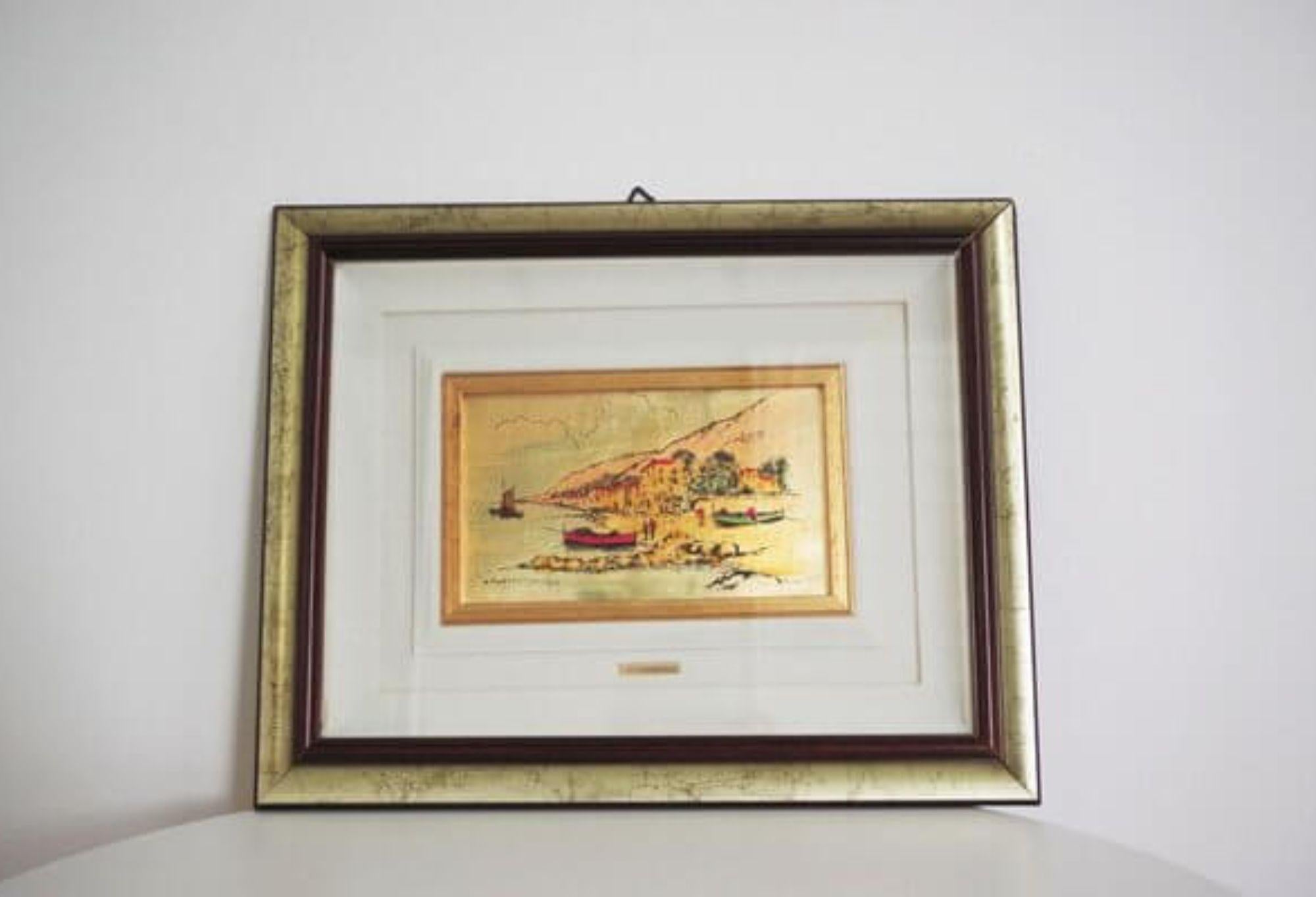 Paire de peintures à la feuille d'or des années 1970 par R. Pighetti - Italian Modern Art Masterpiec en vente 13
