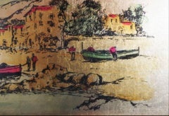 Pair of 1970s Gold Leaf Paintings by R. Pighetti - Italian Modern Art Masterpiec