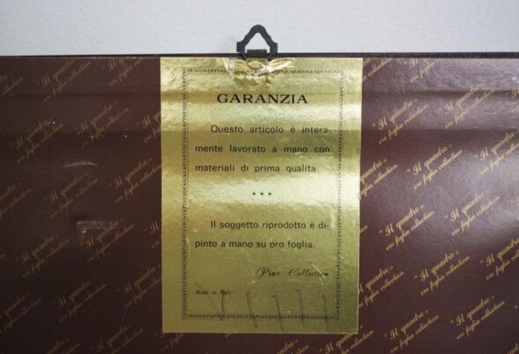 Paire de peintures à la feuille d'or des années 1970 par R. Pighetti - Italian Modern Art Masterpiec en vente 2