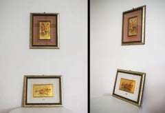 Pair of 1970s Gold Leaf Paintings by R. Pighetti – Italian Modern Art Masterpiec