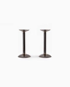 Pair of 1970s Gunmetal Candelabras with Brass details by Karl Springer