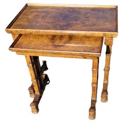 Pair of 1970s Heritage Furniture Burl Walnut Nesting Tables