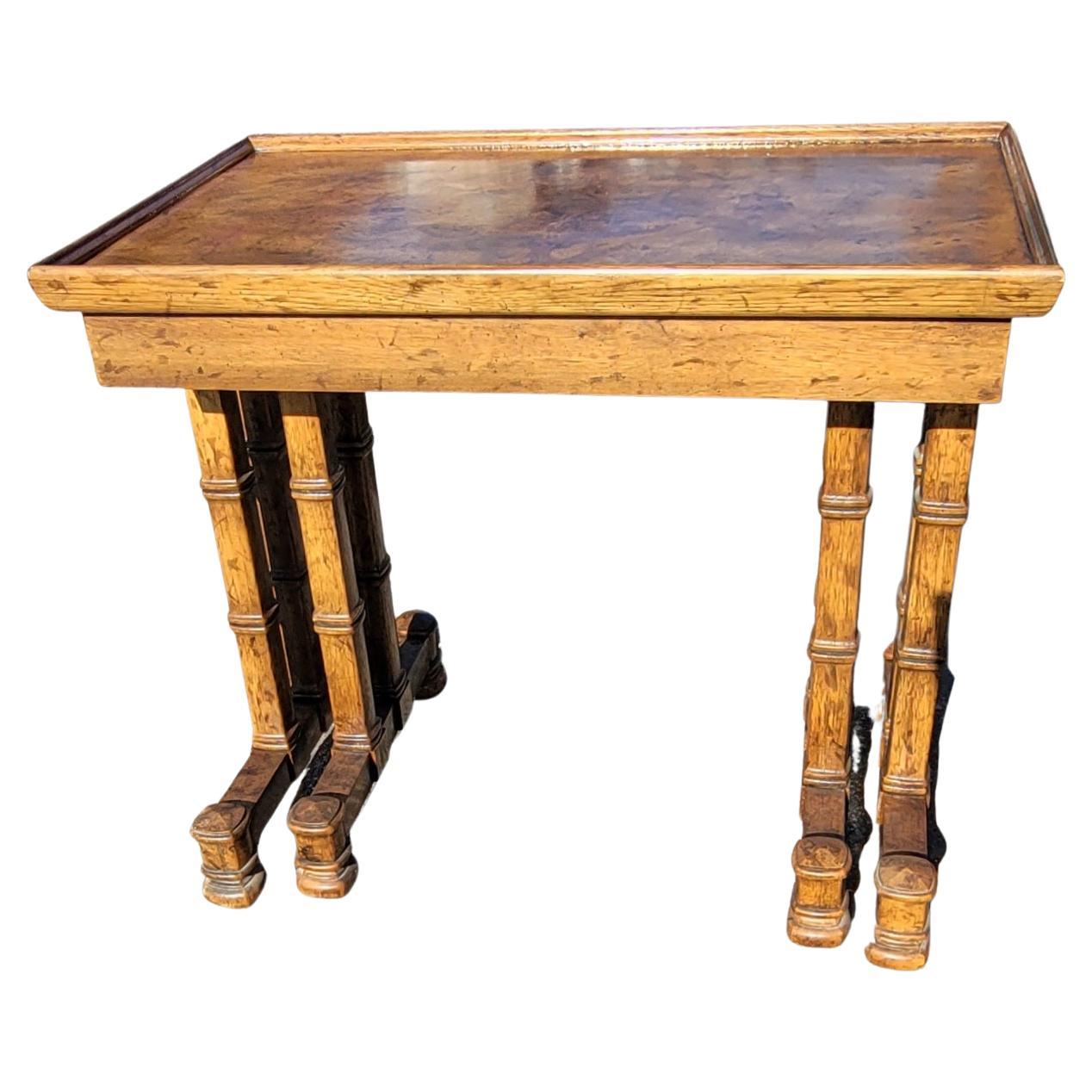 Pair of 1970s Heritage Furniture Burl Walnut Nesting Tables For Sale 2