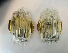 Pair of 1970s Hillebrand Ice Crystal Wall Lamps