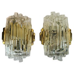 Pair of 1970s Hillebrand Ice Crystal Wall Lamps