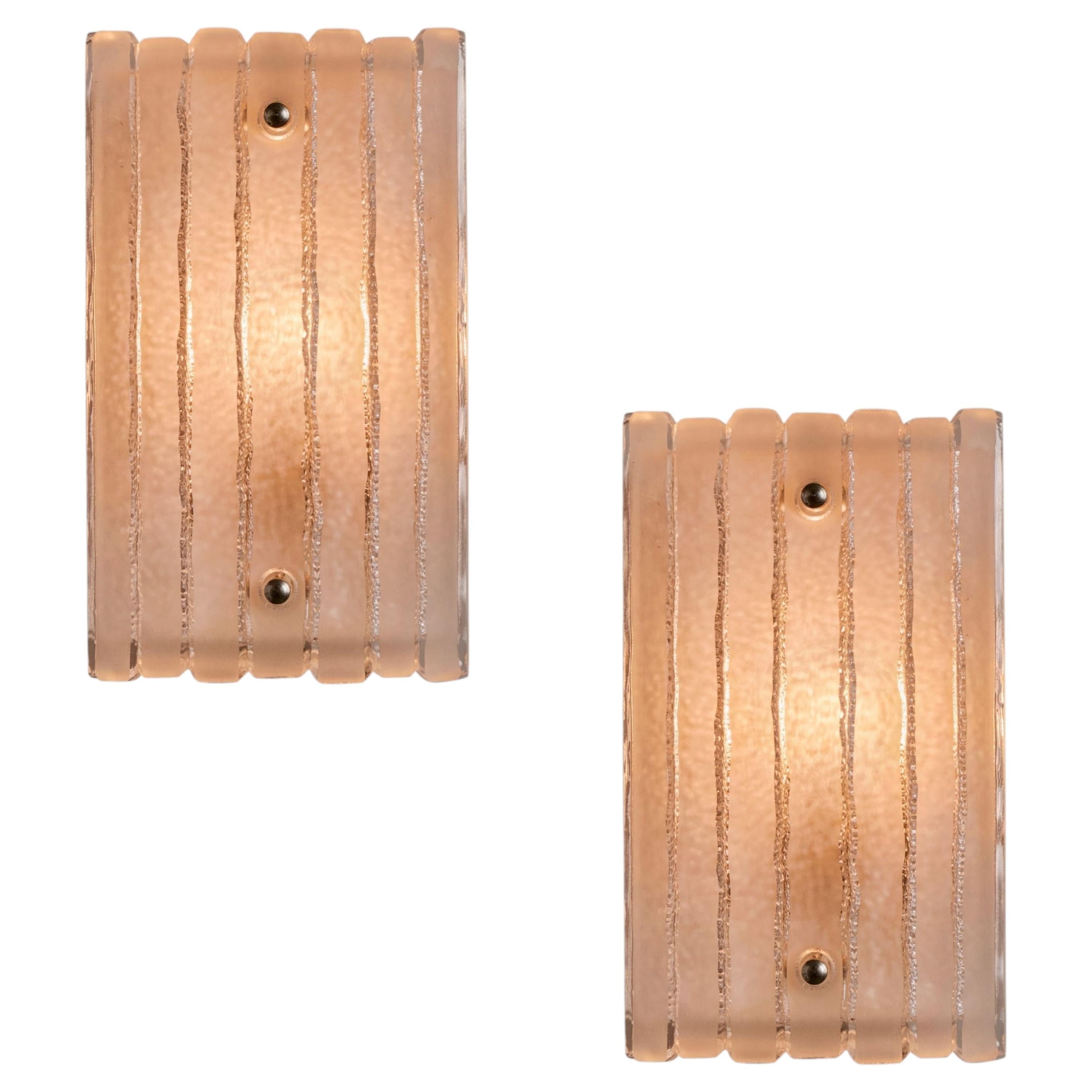 Pair of 1970s Hoffmeister Leuchten Sculptural Glass Wall Lamps