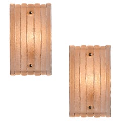 Pair of 1970s Hoffmeister Leuchten Sculptural Glass Wall Lamps