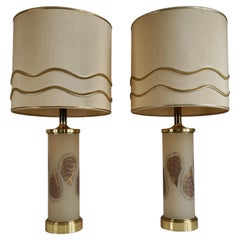 Pair of 1970s Hollywood Regency Art Glass and Gilt Murano Glass Lamps