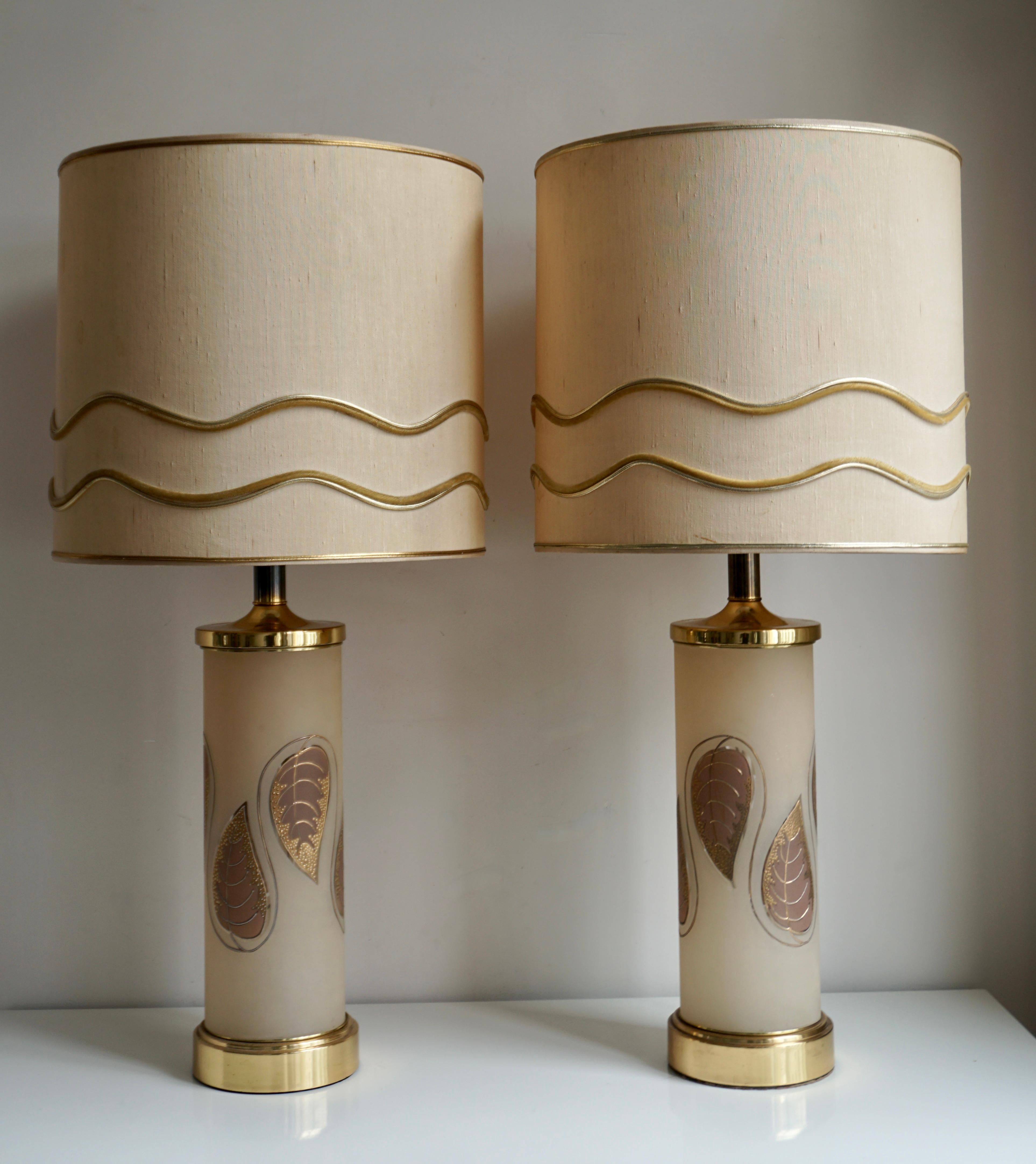 20th Century Pair of 1970s Hollywood Regency Art Glass and Gilt Murano Glass Lamps For Sale