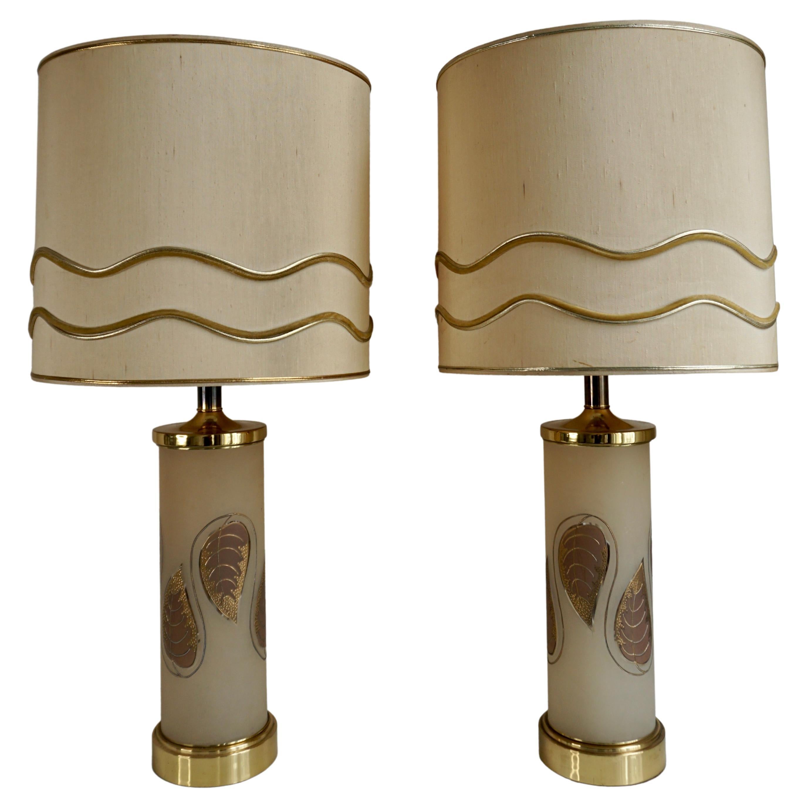 Pair of 1970s Hollywood Regency Art Glass and Gilt Murano Glass Lamps For Sale