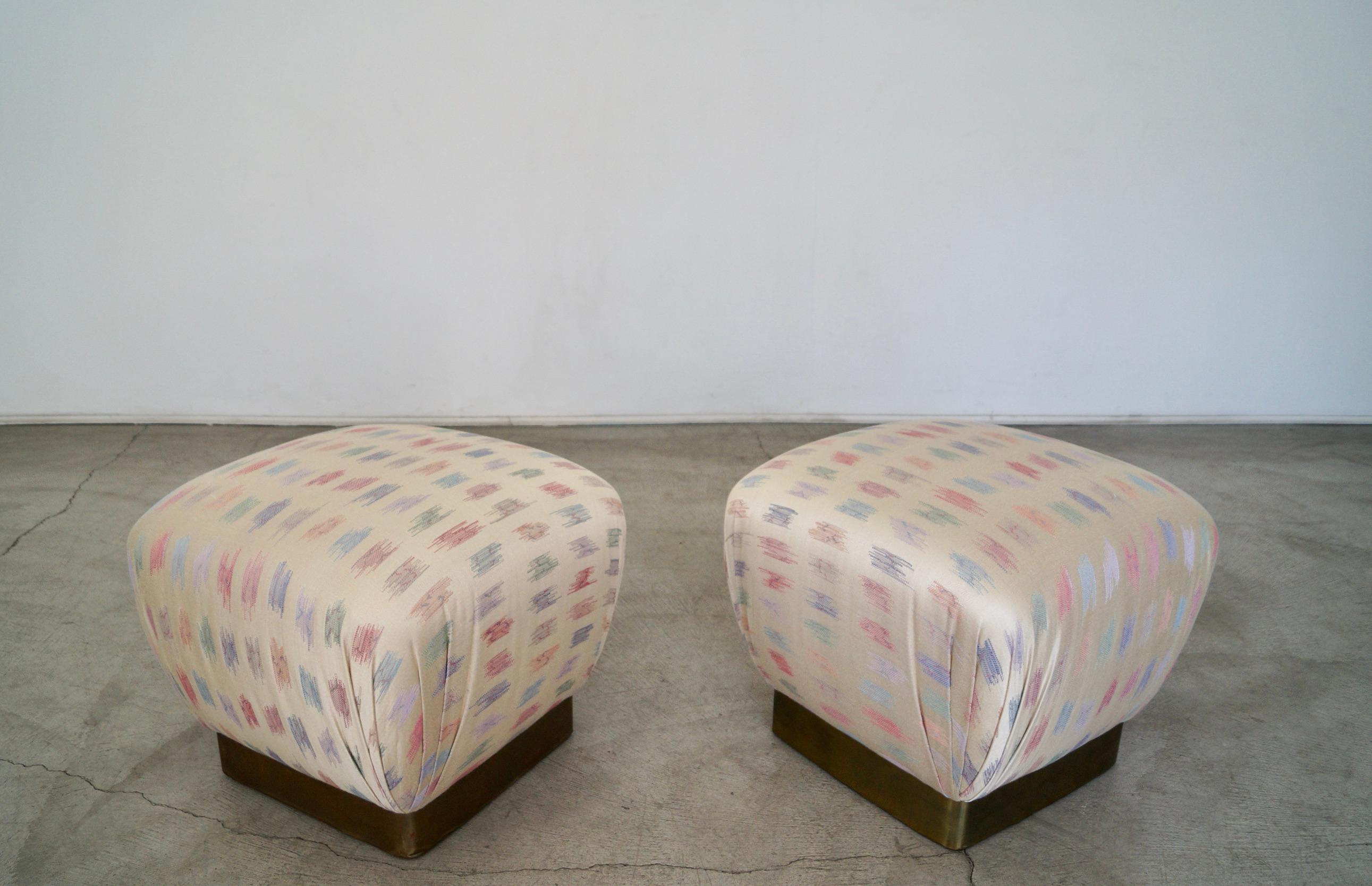 Pair of 1970's Hollywood Regency Marge Carson Poufs In Excellent Condition For Sale In Burbank, CA
