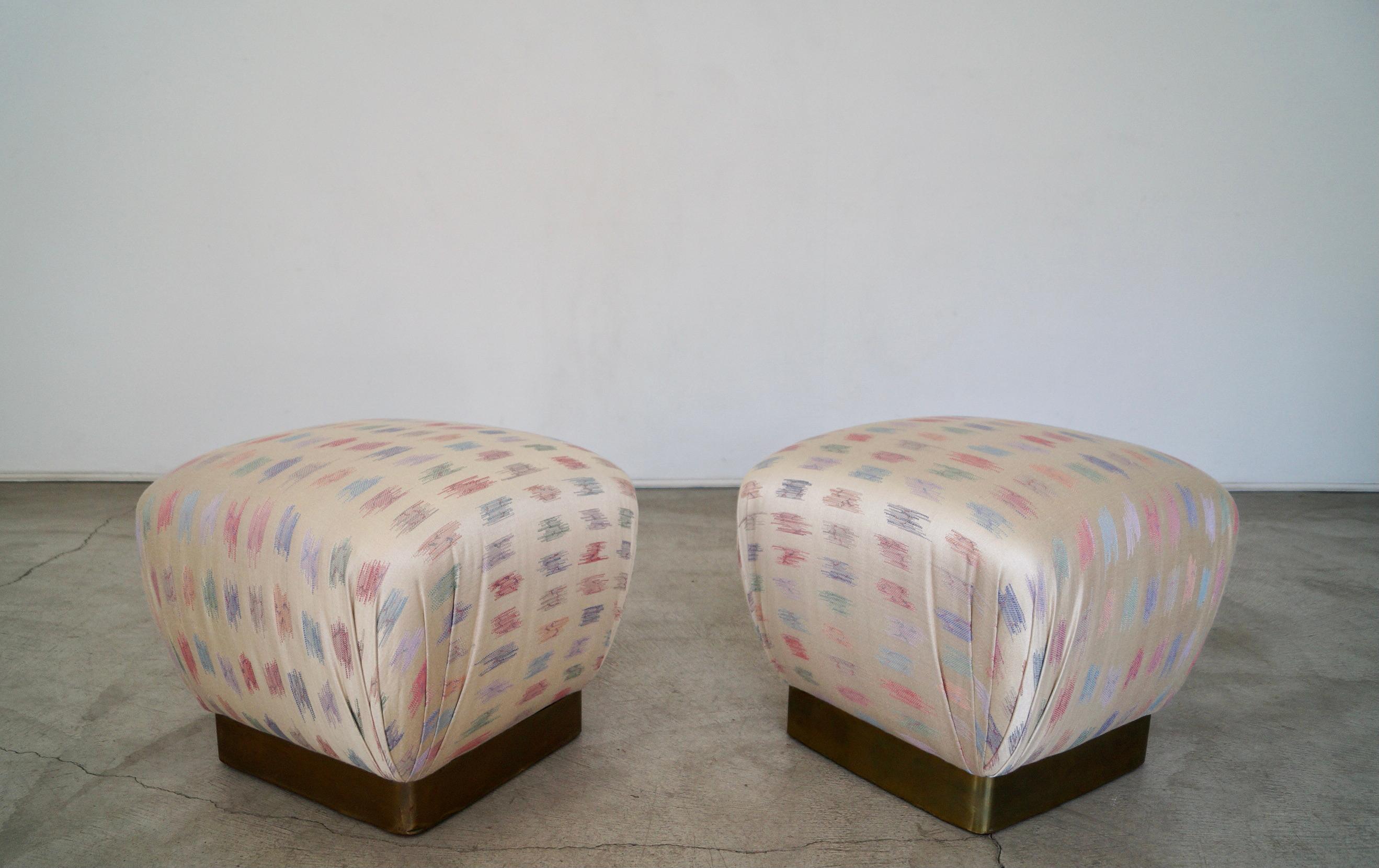Late 20th Century Pair of 1970's Hollywood Regency Marge Carson Poufs For Sale