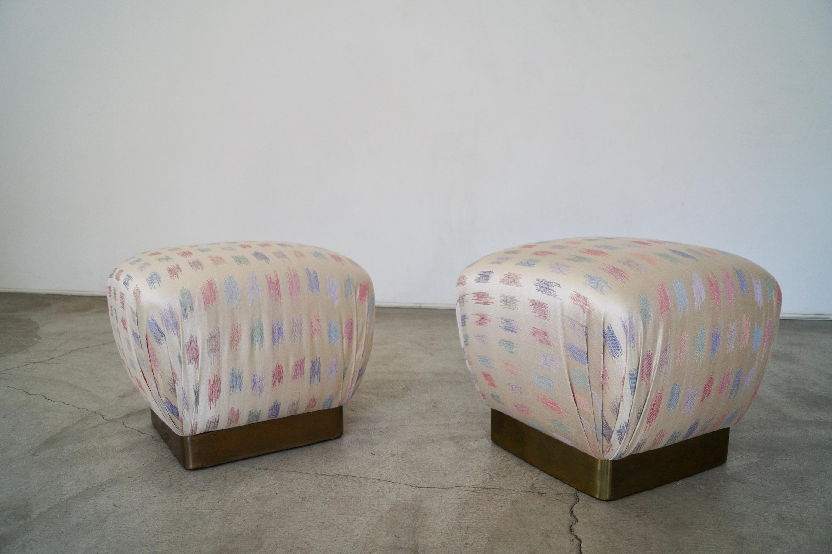 Pair of 1970's Hollywood Regency Marge Carson Poufs For Sale 2