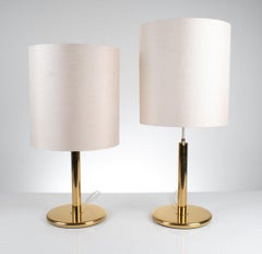Pair of 1970's Hollywood Regency Revival Adjustable-Height Brass Table Lamps