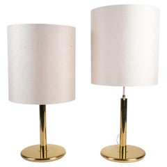 Pair of 1970's Hollywood Regency Revival Adjustable-Height Brass Table Lamps