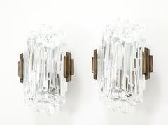 Pair of 1970's Ice Crystal Glass Sconces by Hillebrand. ( 3 Pairs Available )