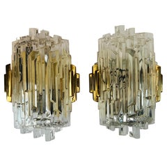Pair of 1970s Ice Crystal Hillebrand German Wall Lights