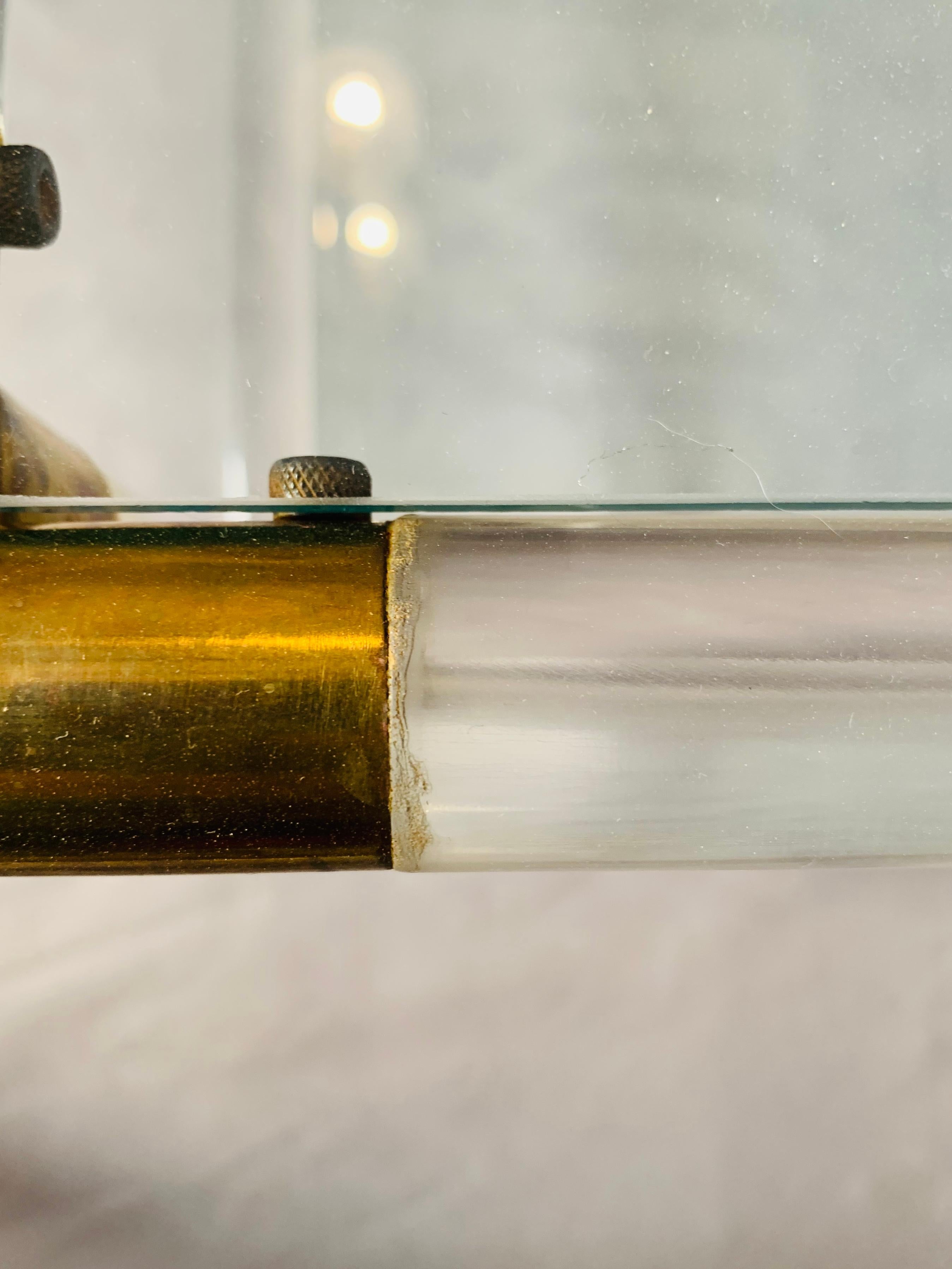 Paire de  1970s Italian Acrylic/Lucite, Glass & Brass Side or Coffee Tables en vente 5