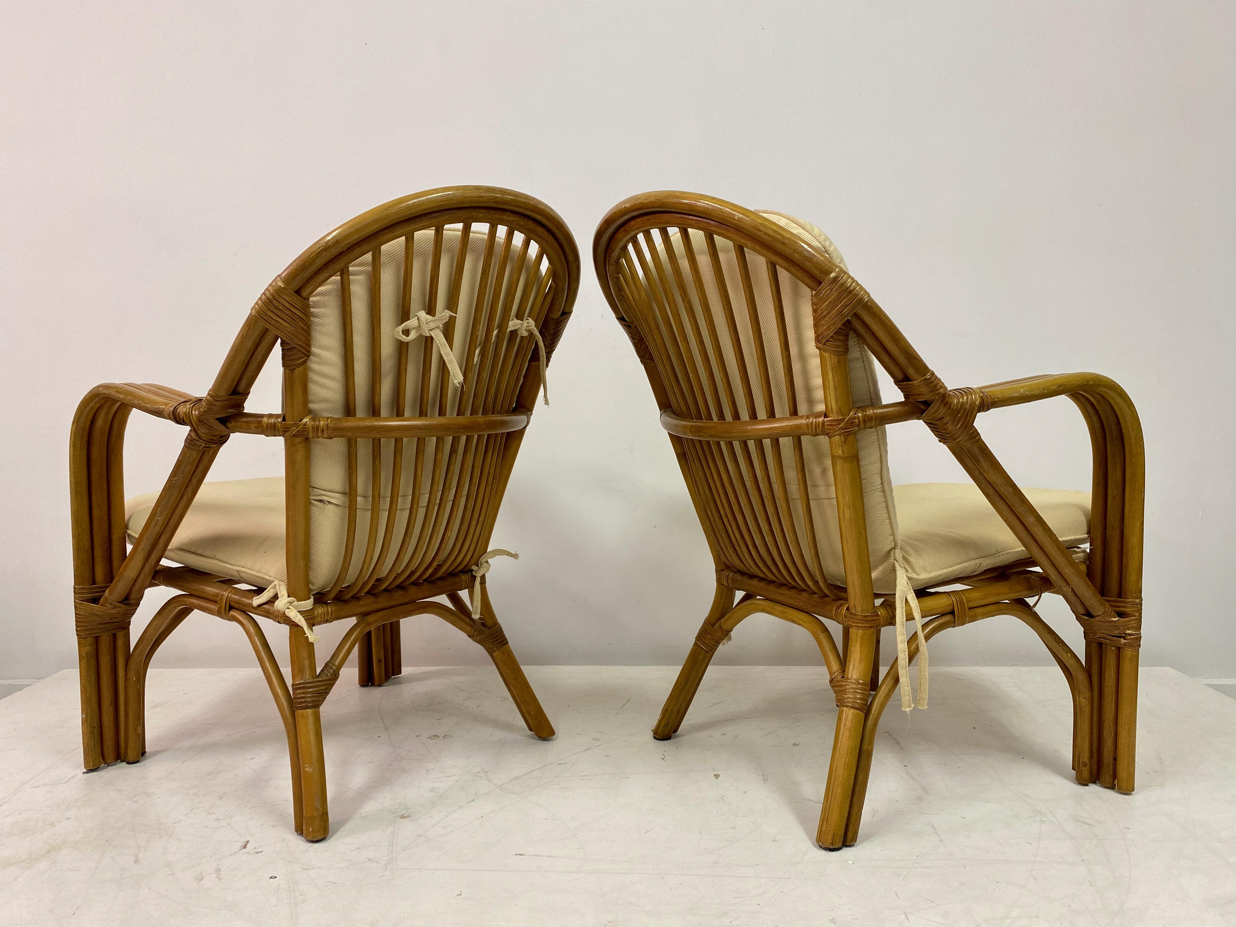 20ième siècle Paire de fauteuils italiens en bambou des années 1970 en vente