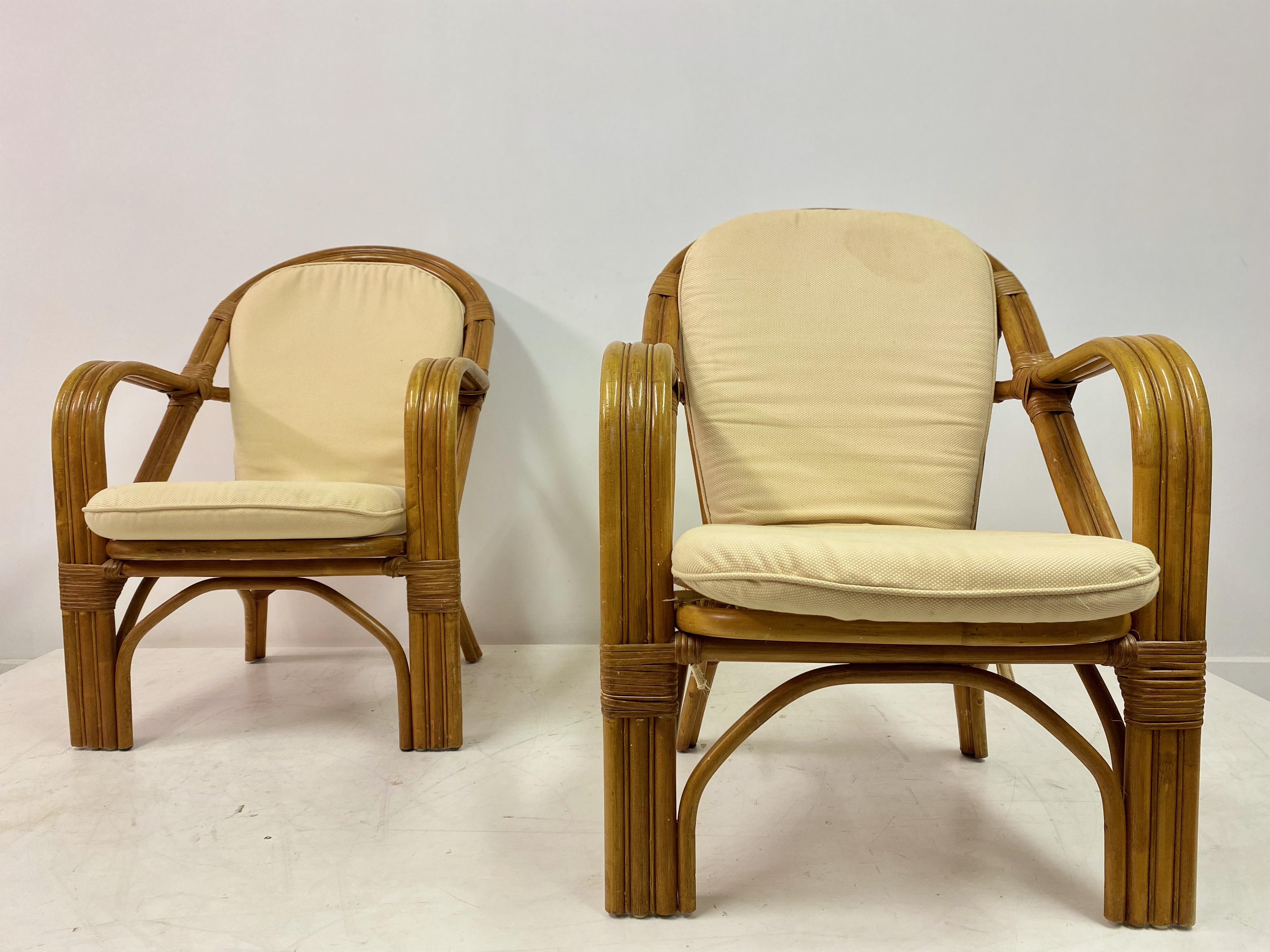 Pair of 1970s Italian Bamboo Armchairs For Sale 2