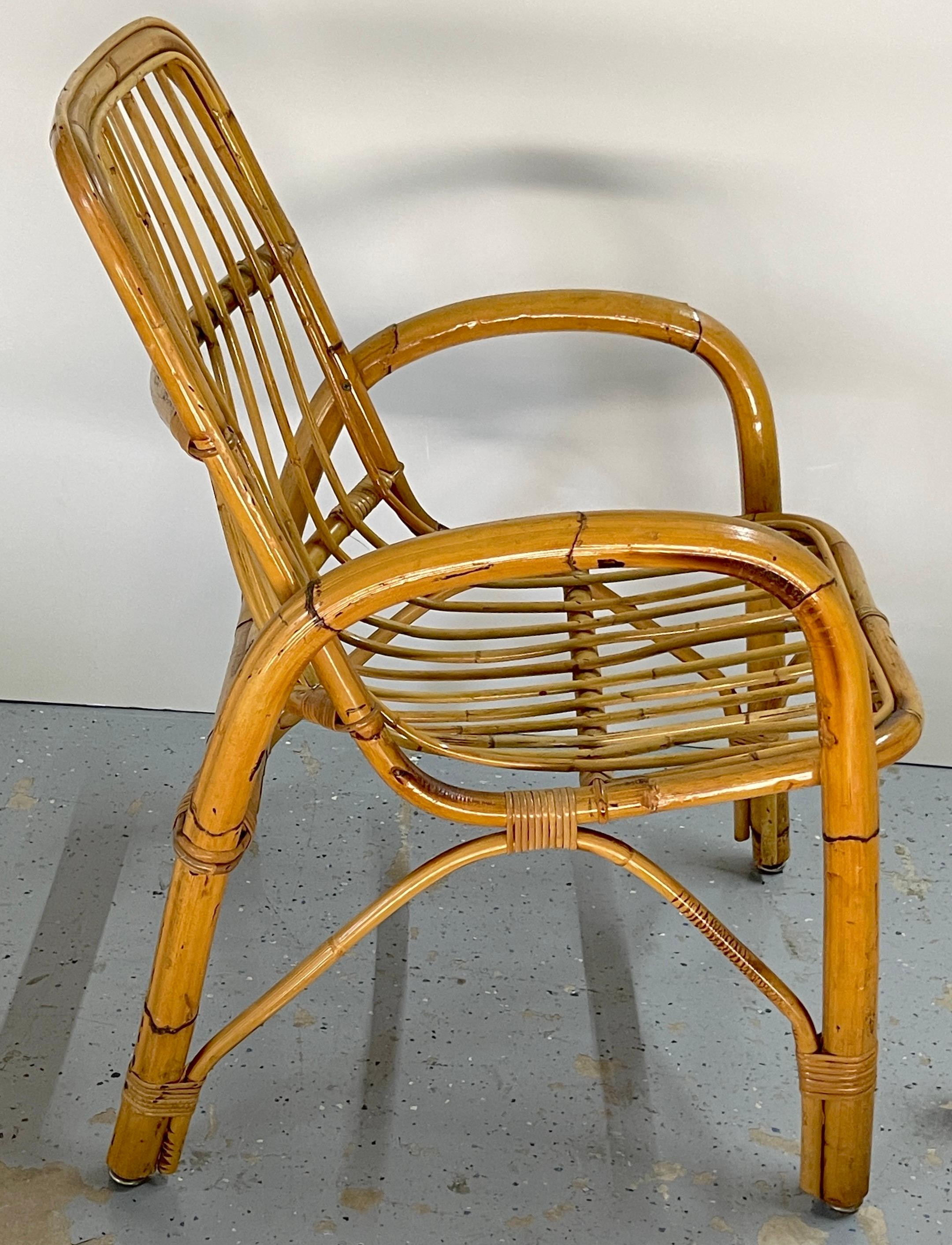 Pair of 1970s Italian Bamboo Armchairs, Style of Franco Albini For Sale 4