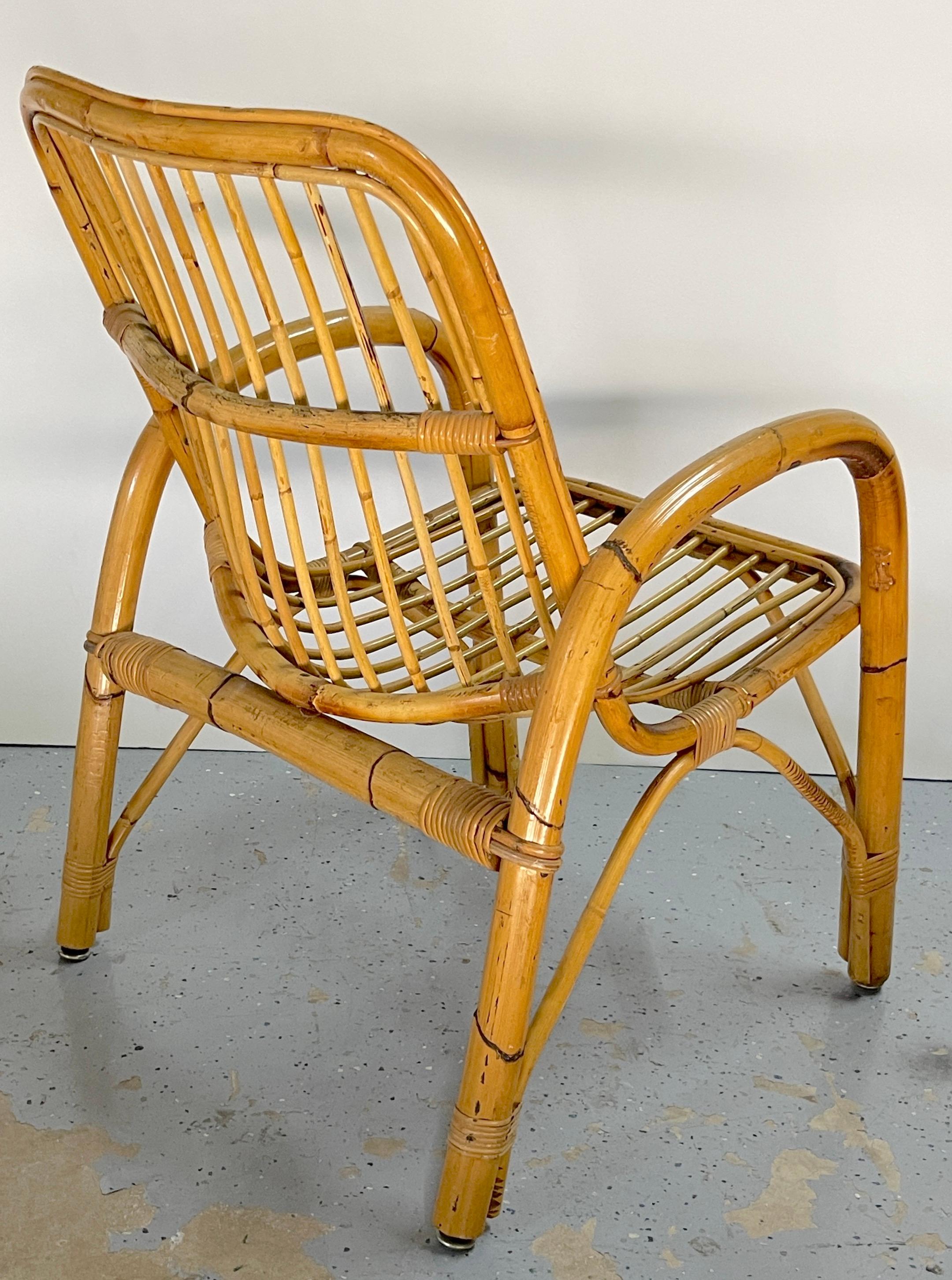 Pair of 1970s Italian Bamboo Armchairs, Style of Franco Albini For Sale 5