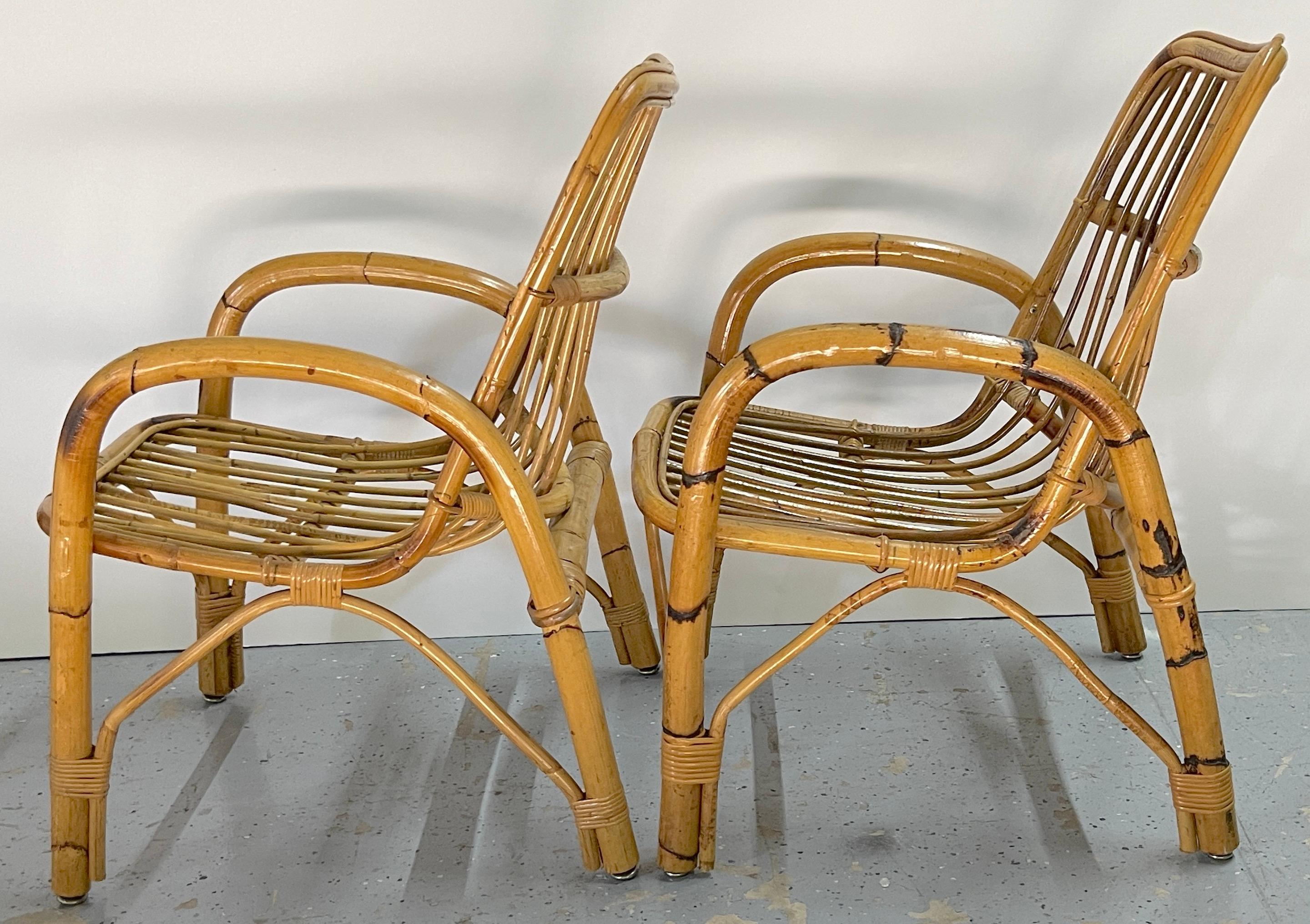 Pair of 1970s Italian Bamboo Armchairs, Style of Franco Albini For Sale 1